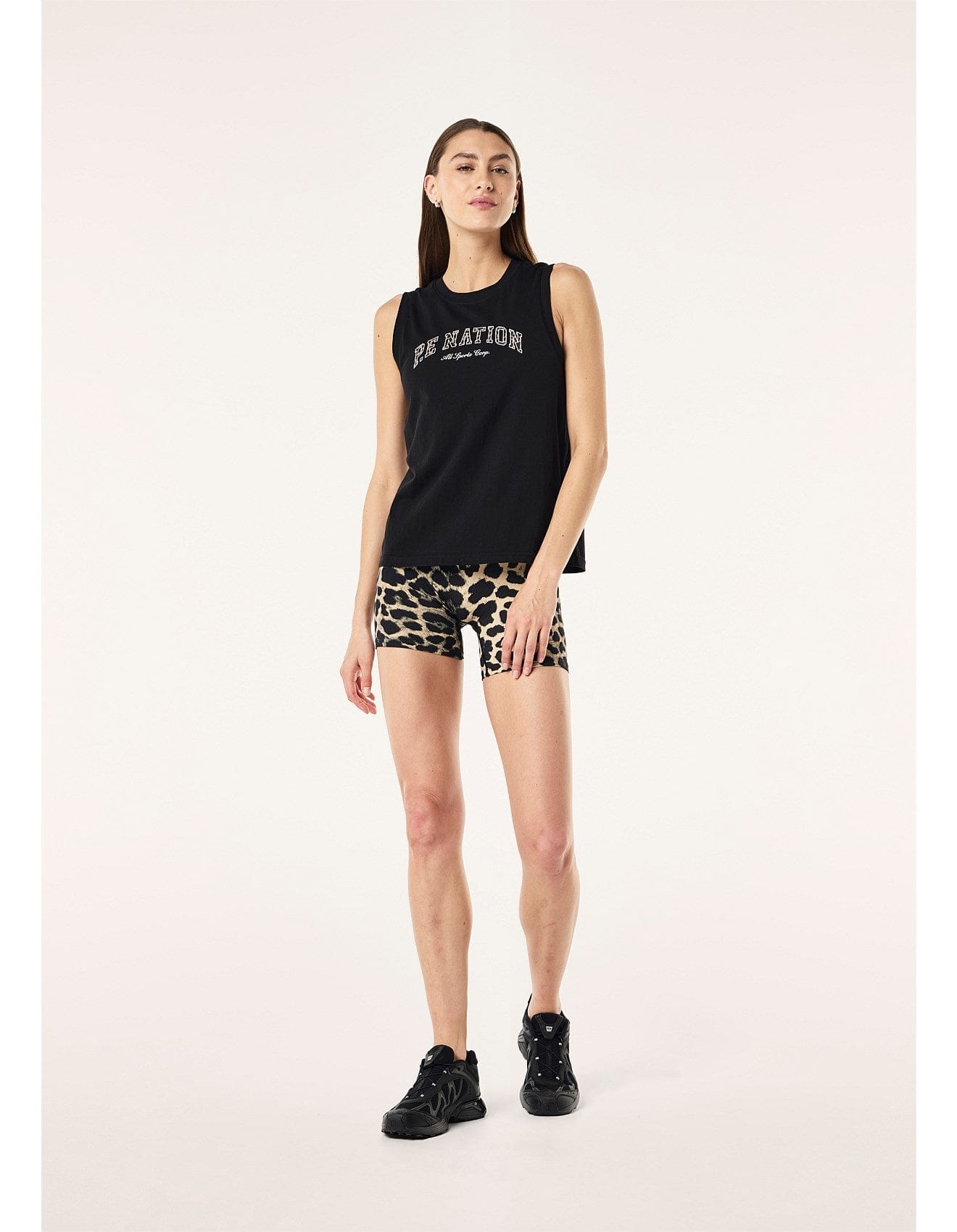 P.E Nation Tops - Activewear Area Tank - Black/Leopard