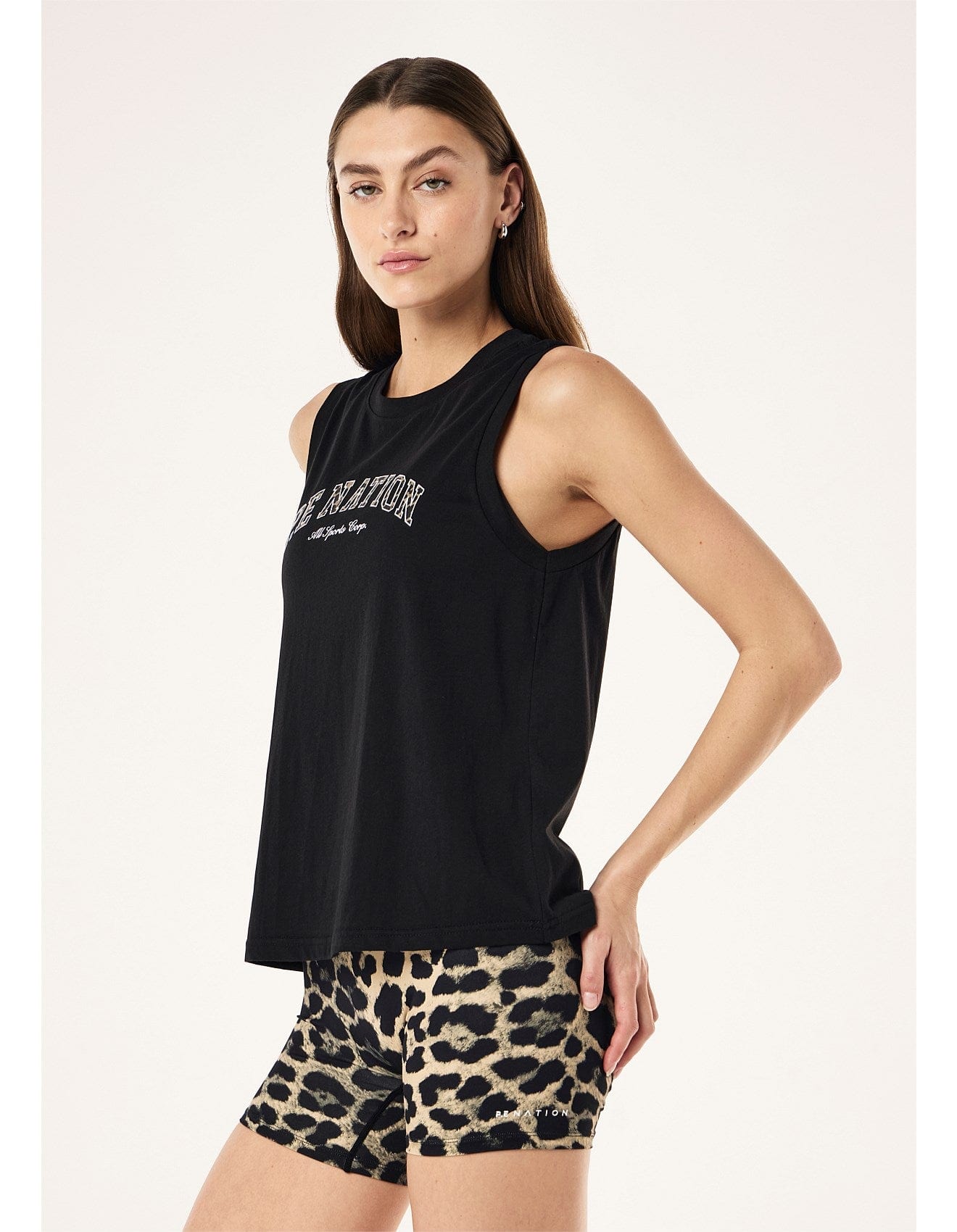 P.E Nation Tops - Activewear Area Tank - Black/Leopard