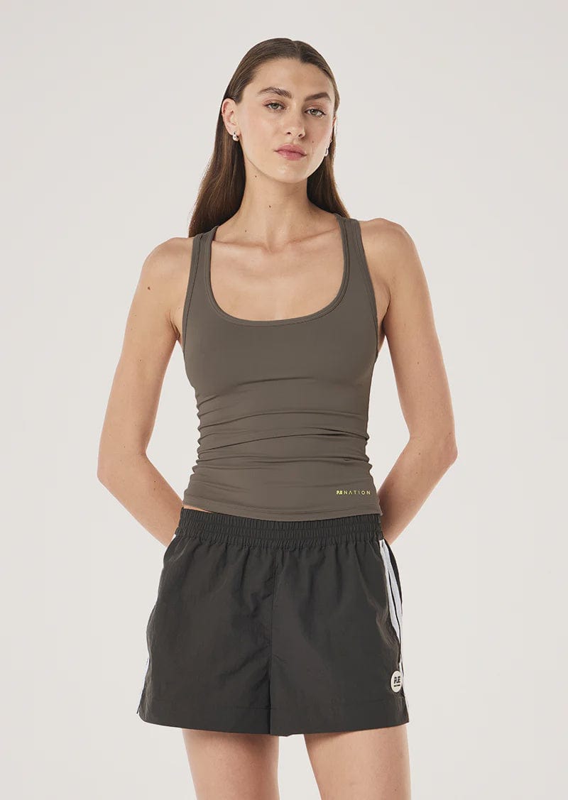 P.E Nation Tops - Activewear Foundation Scoop Tank - Smokestone