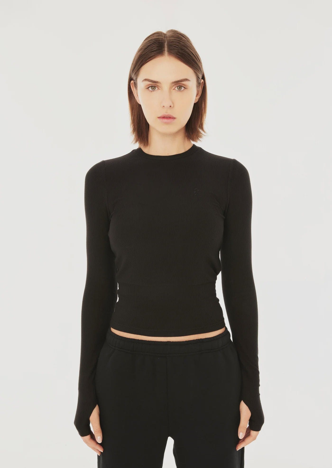 P.E Nation Tops - Activewear P.E Nation | Free Play 2.0 LS Rib Tee - Black