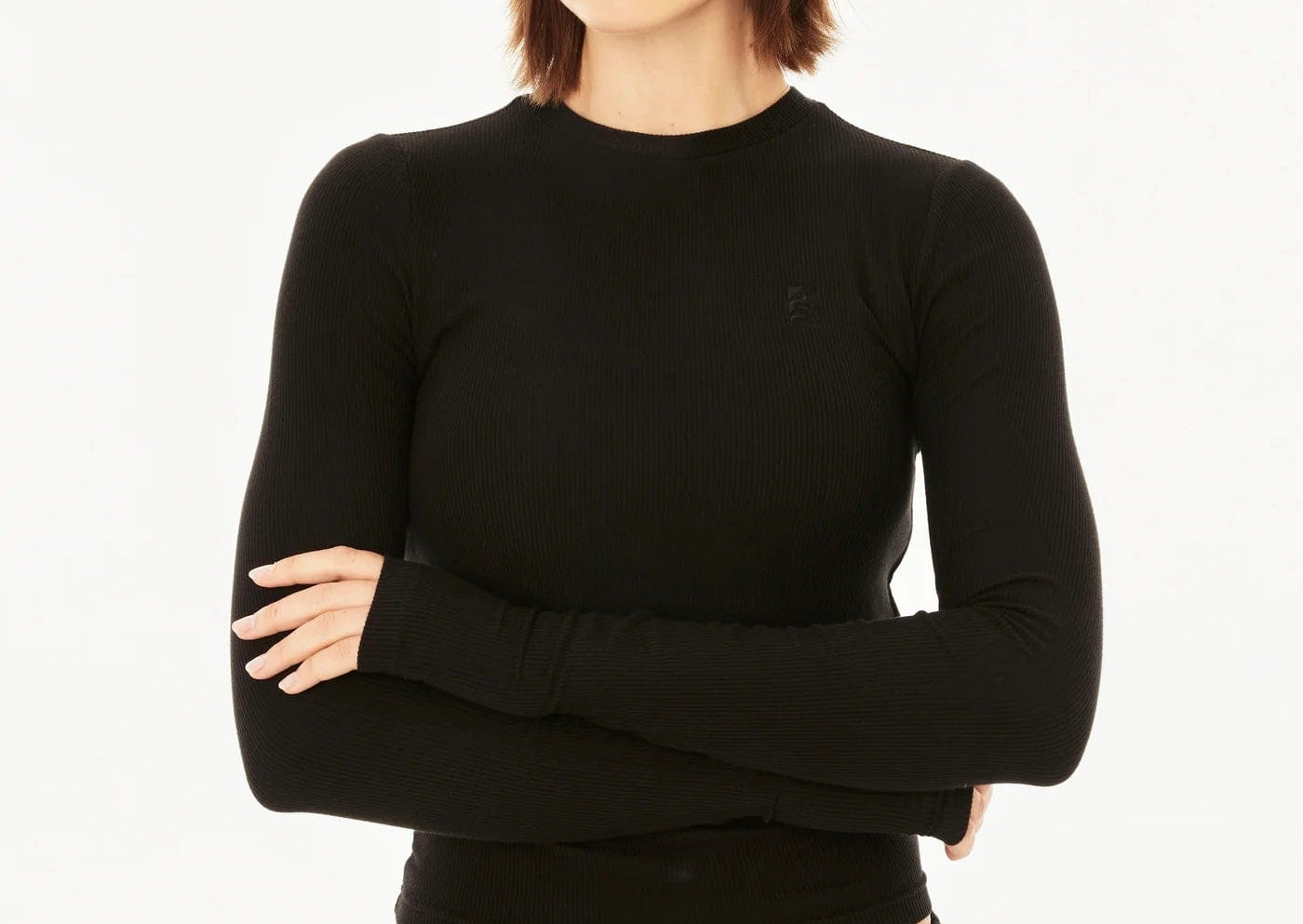P.E Nation Tops - Activewear P.E Nation | Free Play 2.0 LS Rib Tee - Black