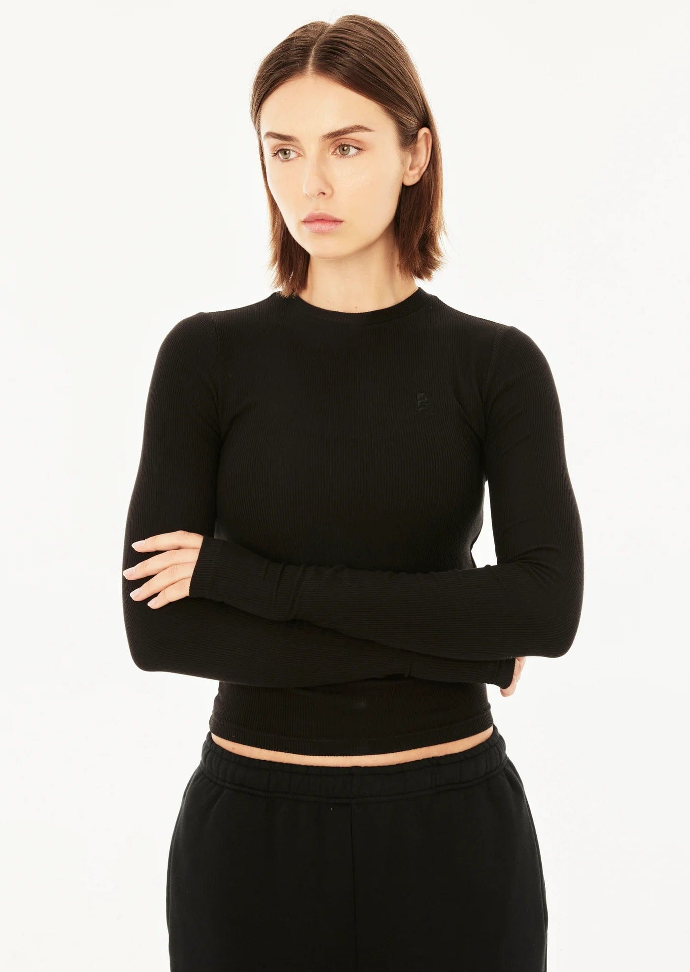 P.E Nation Tops - Activewear P.E Nation | Free Play 2.0 LS Rib Tee - Black