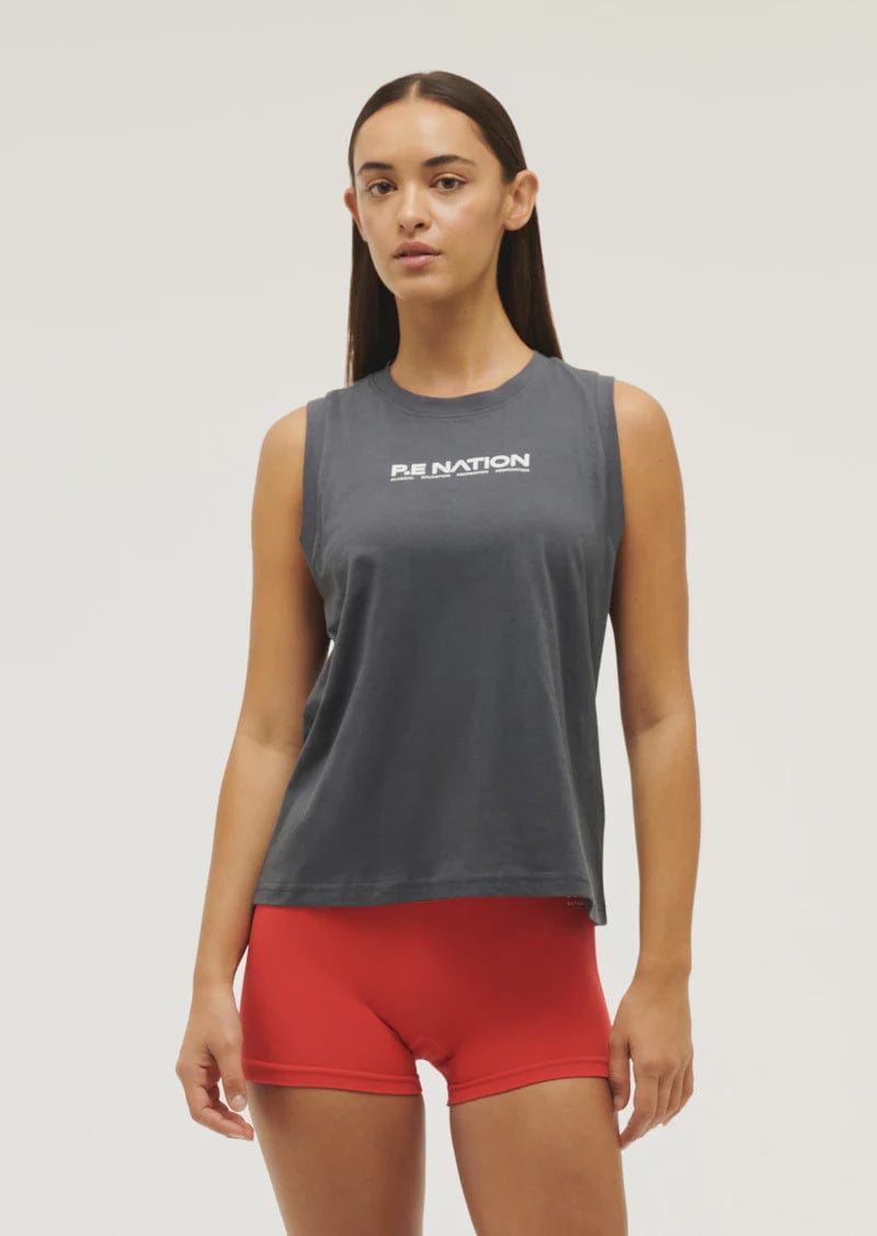 P.E Nation Tops - Activewear P.E Nation | Shuffle Tank - Marine Blue