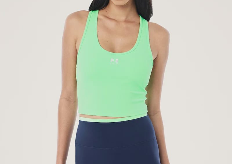 P.E Nation Tops - Activewear Radar Rib Tank - Kiwi Green