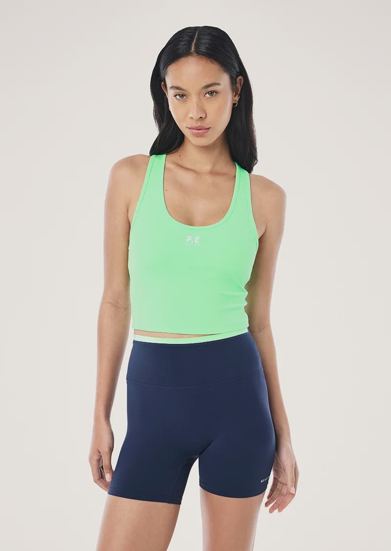 P.E Nation Tops - Activewear Radar Rib Tank - Kiwi Green