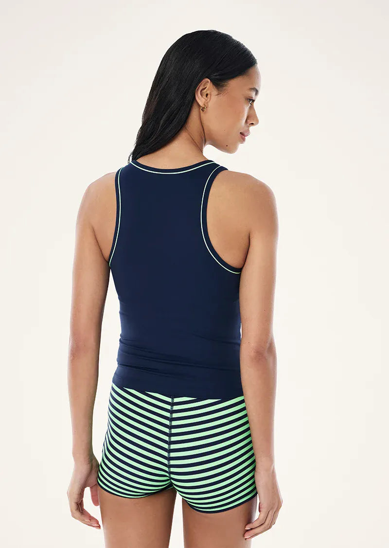 P.E Nation Tops - Activewear Spectrum Scoop Tank - Dark Navy/Kiwi Green