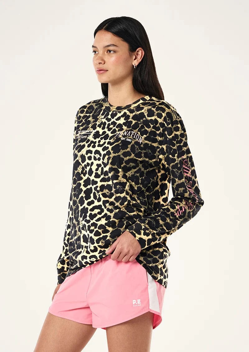P.E Nation Tops - Long Sleeve Base LS Tee - Leopard