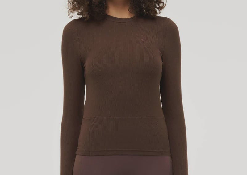 P.E Nation Tops - Long Sleeve P.E Nation | Free Play 2.0 LS Rib Tee - Chestnut