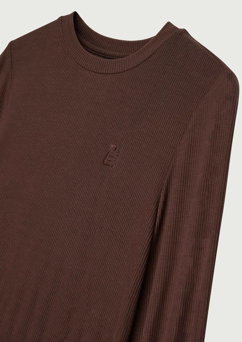 P.E Nation Tops - Long Sleeve P.E Nation | Free Play 2.0 LS Rib Tee - Chestnut