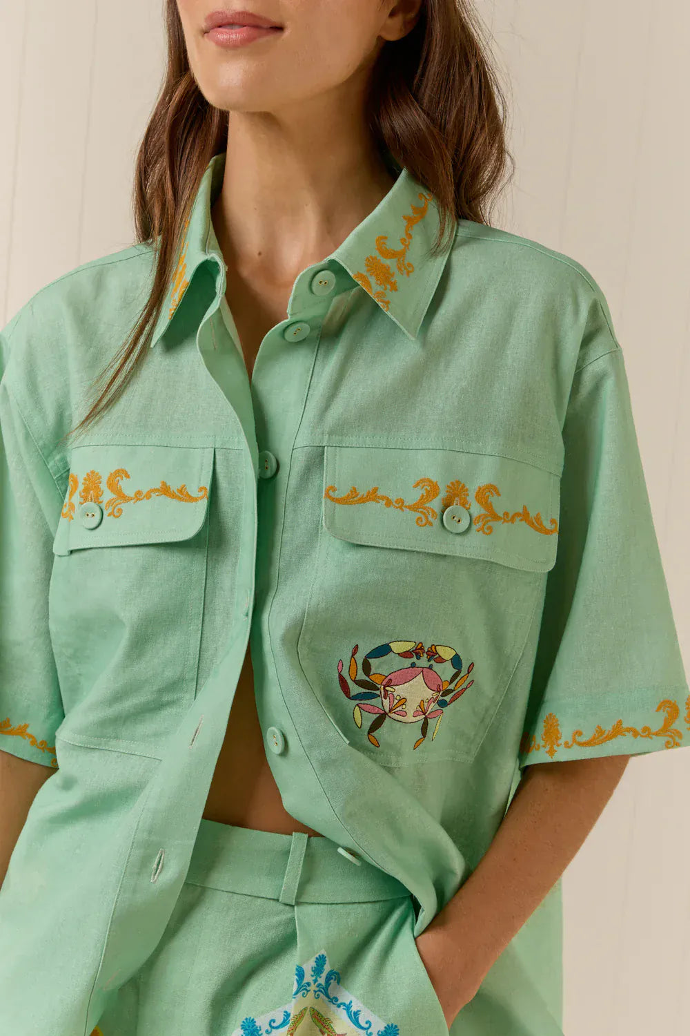 Palm Noosa Shirts - Linen Alto Shirt - Saya Shells