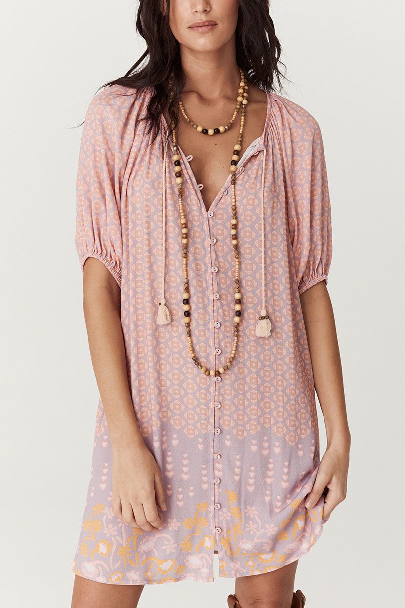 Spell | Sweet Nothings Button Through Tunic Dress - Sugar Plum