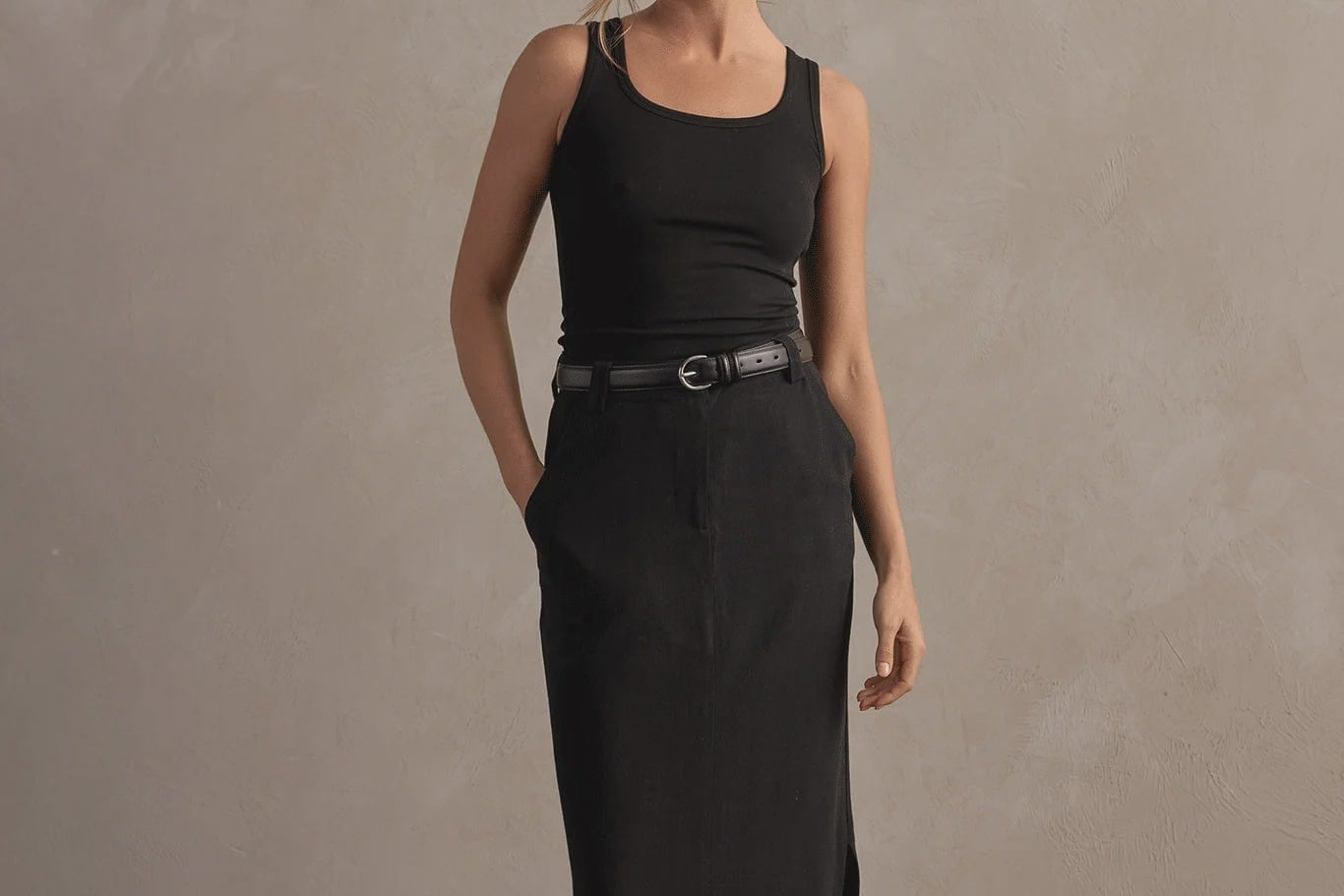Raef The Label Skirts - Casual Raef The Label | Amelia Linen Maxi Skirt - Black