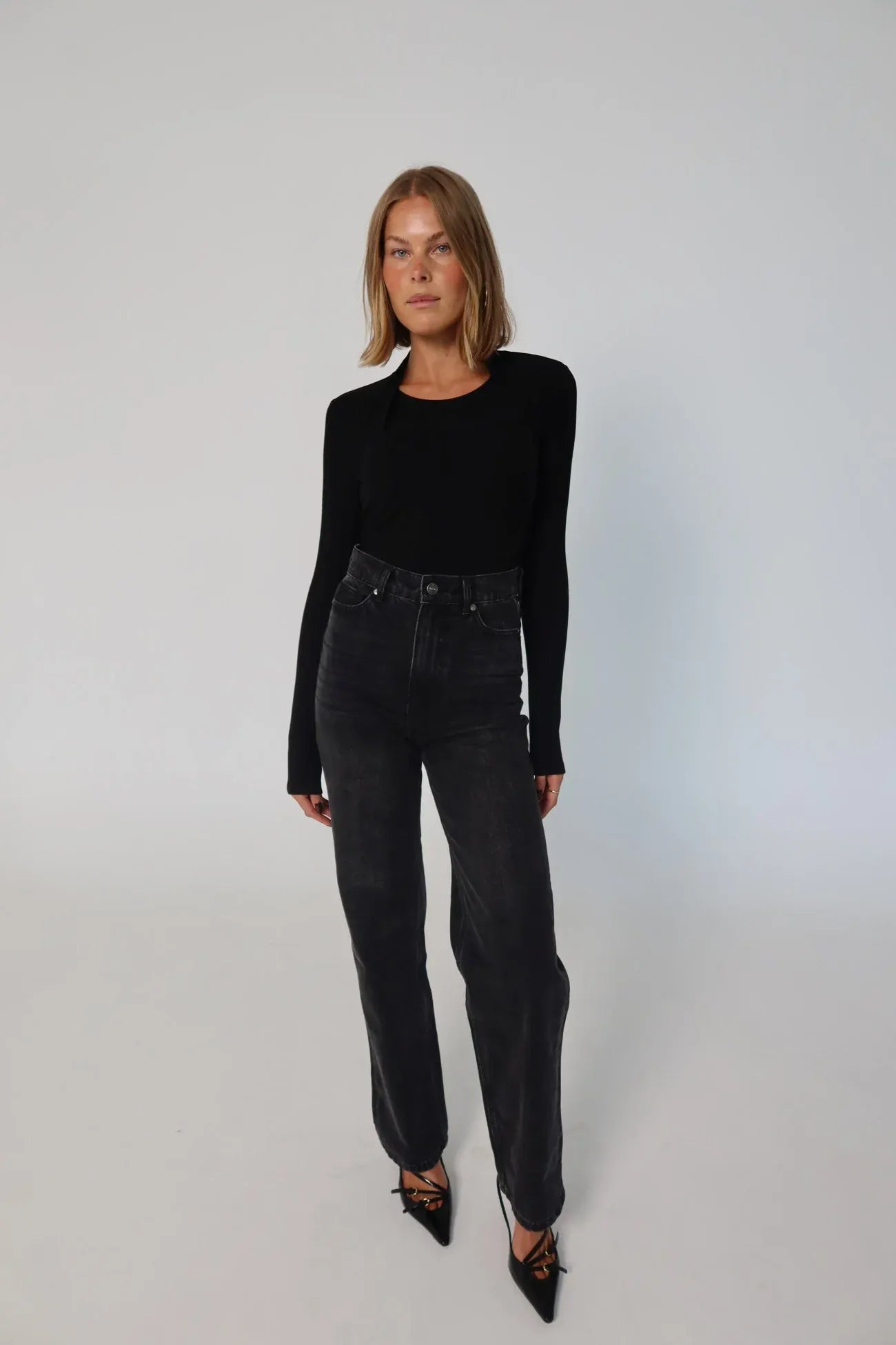 Raef The Label Tops - Long Sleeve Gia Double Layer LS - Black