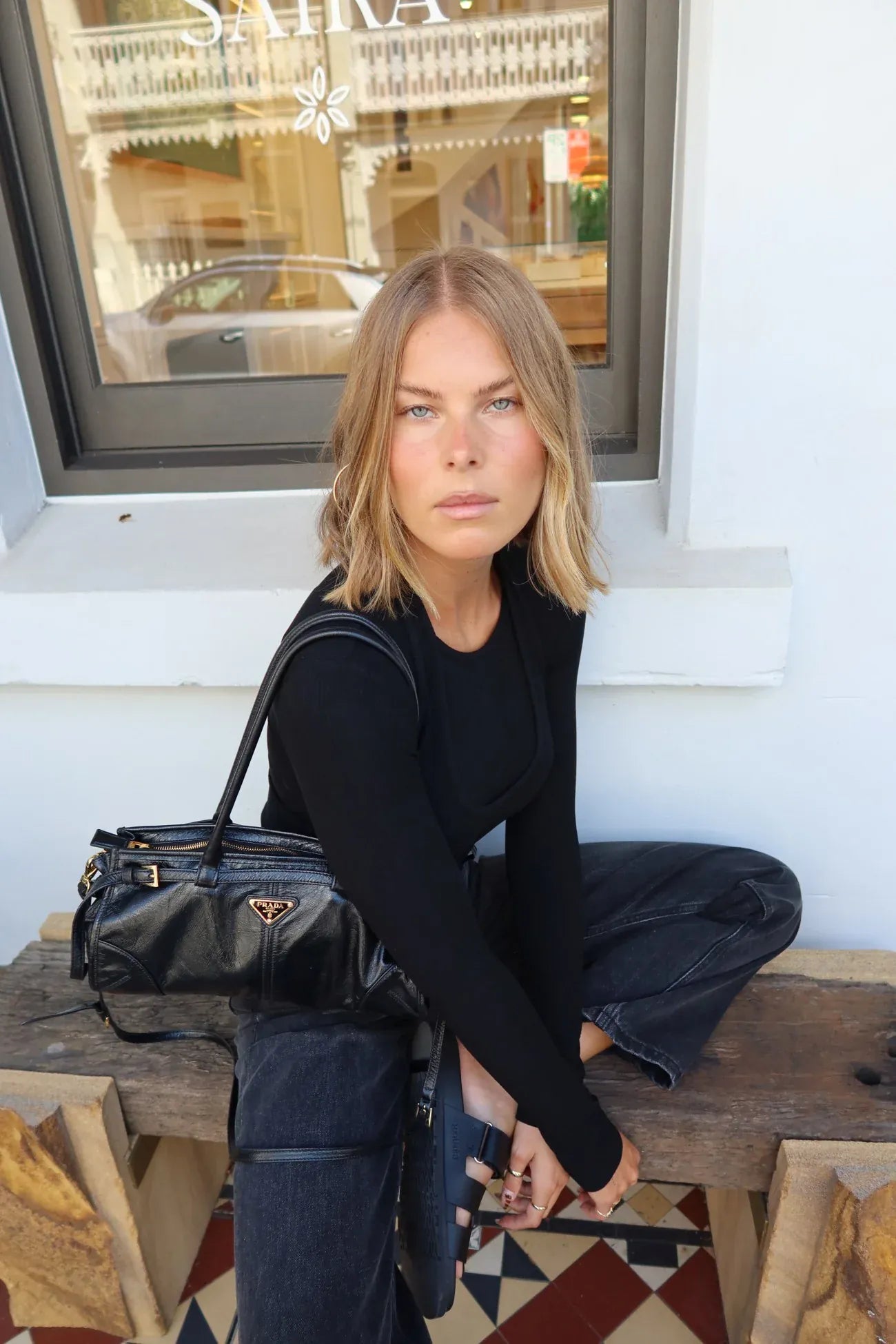 Raef The Label Tops - Long Sleeve Gia Double Layer LS - Black