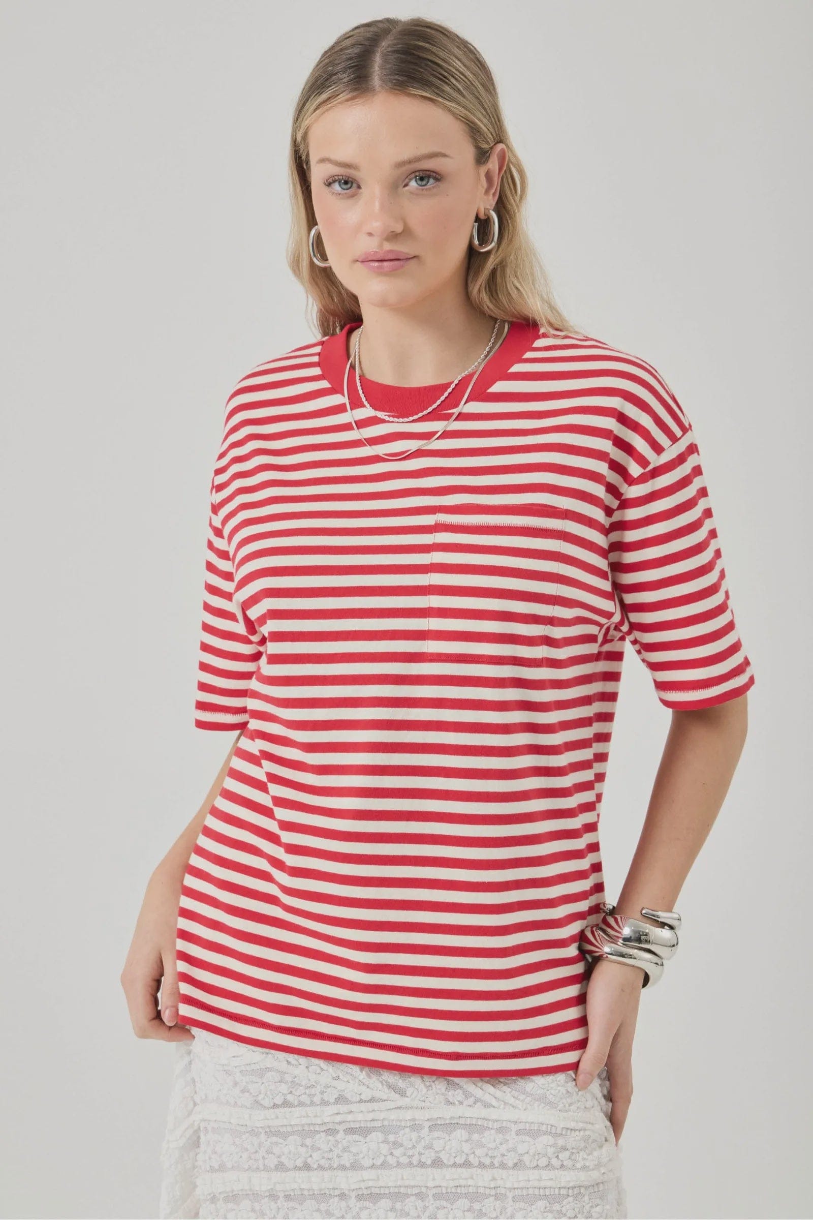 Rolla's Jeans Tees Off Duty Tee - Candy Stripe
