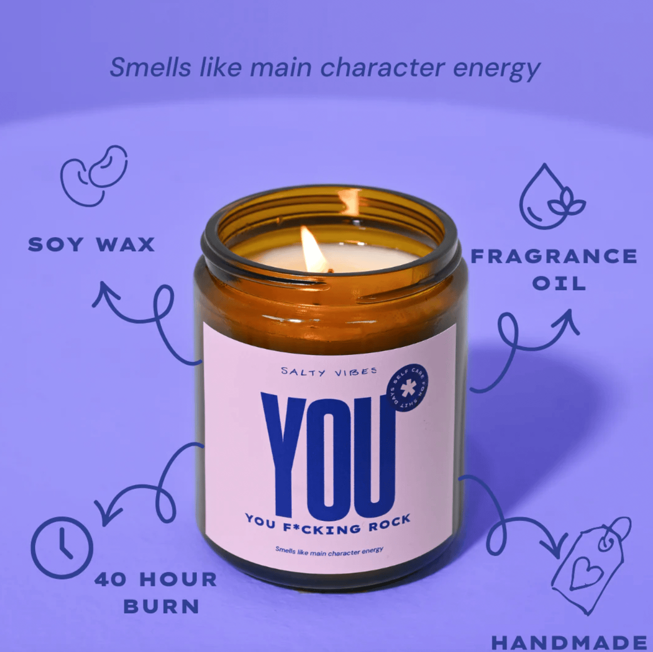 Salty Vibes Candles Soy Candle - You Fucking Rock 200G