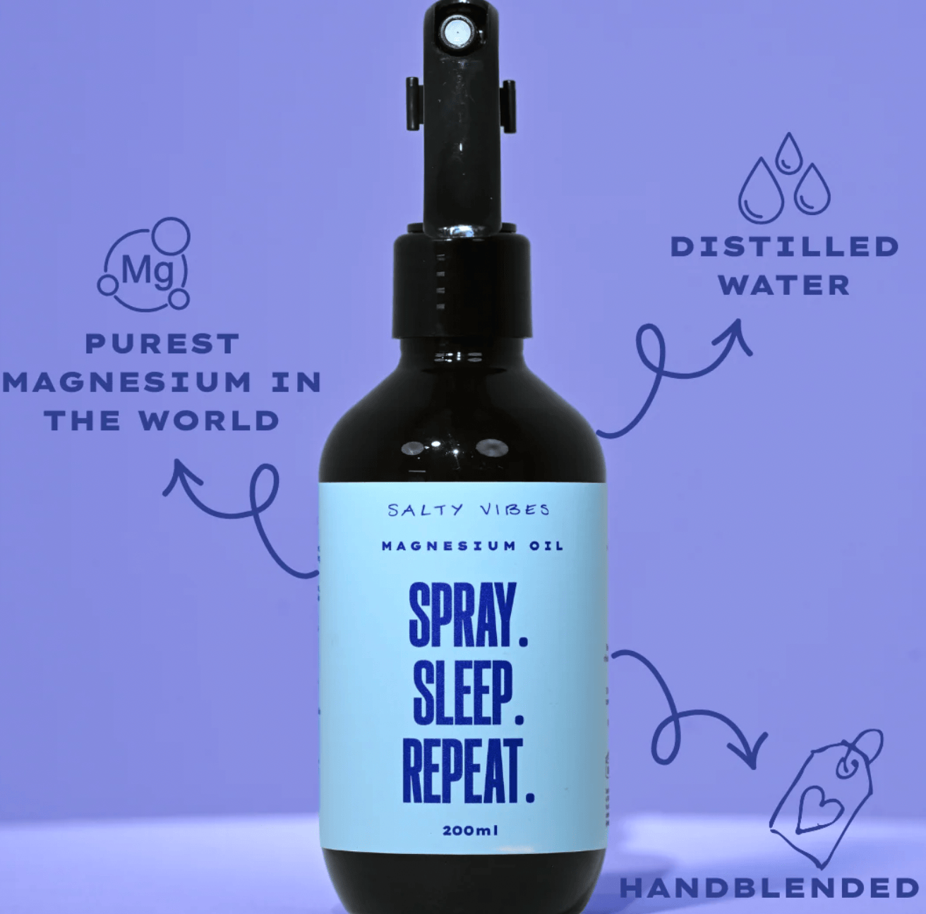 Salty Vibes Face/Body Magnesium Oil - Spray. Sleep. Repeat. 200ml