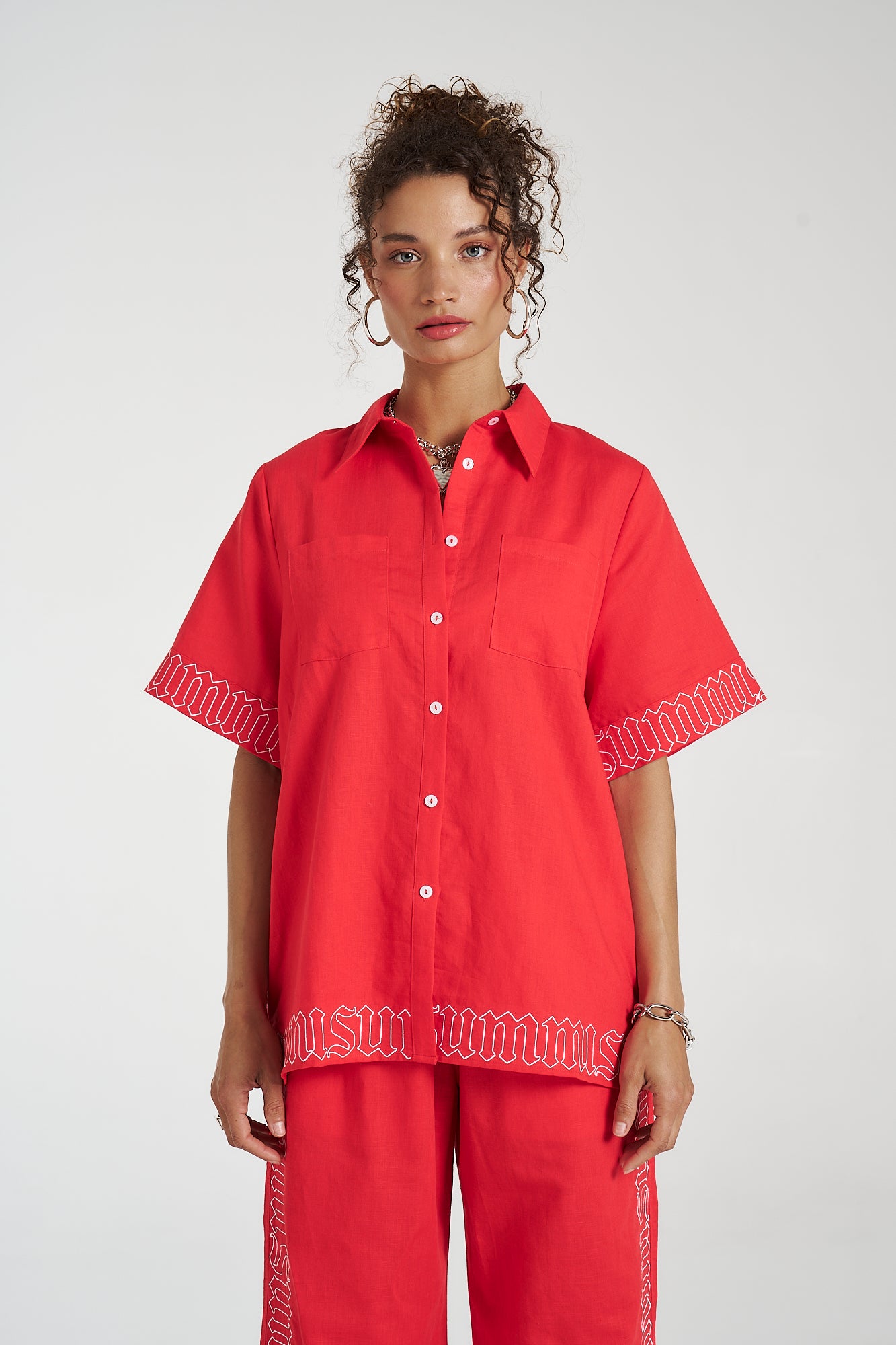 Summi Summi | Sig Linen Shirt - Scarlet Summi