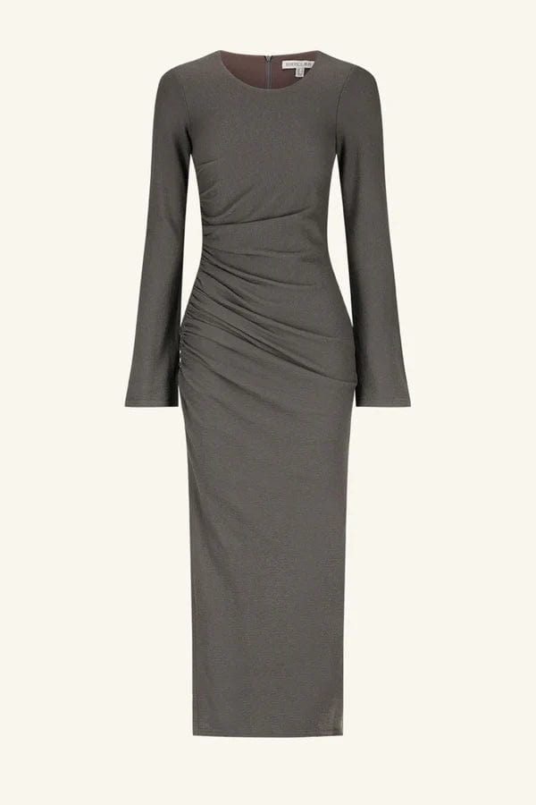 Shona Joy Dresses - Formal Shona Joy | Beau Gathered Long Sleeve Midi Dress - Dark Ash