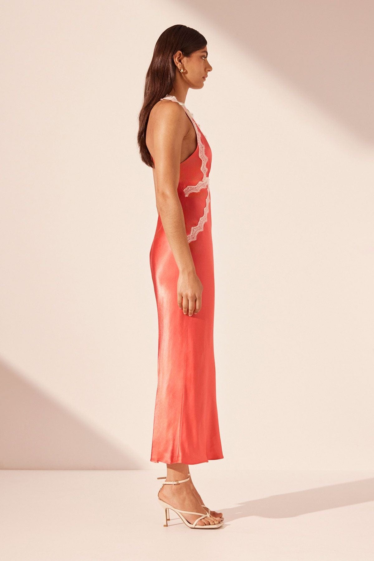 Shona Joy Dresses - Formal Shona Joy | Camille Lace Cross Back Midi Dress - Poppy Red