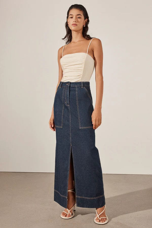 Shona Joy Skirts - Denim Shona Joy | Rita Panelled Maxi Skirt - Deep Indigo