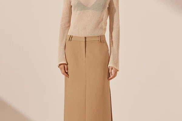 Shona Joy Skirts - Formal Shona Joy | Irena Side Split Maxi Skirt - Wheat