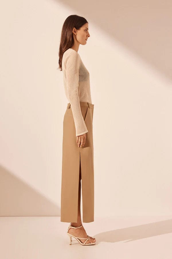 Shona Joy Skirts - Formal Shona Joy | Irena Side Split Maxi Skirt - Wheat