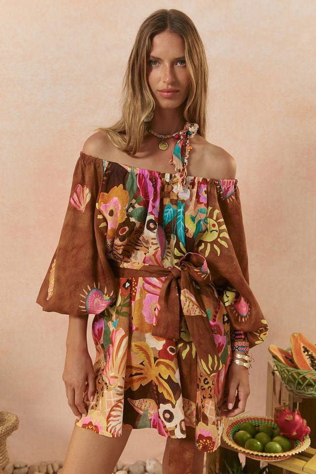 Spell Dresses - Boho Birth Of Venus Tunic Dress - Caramel