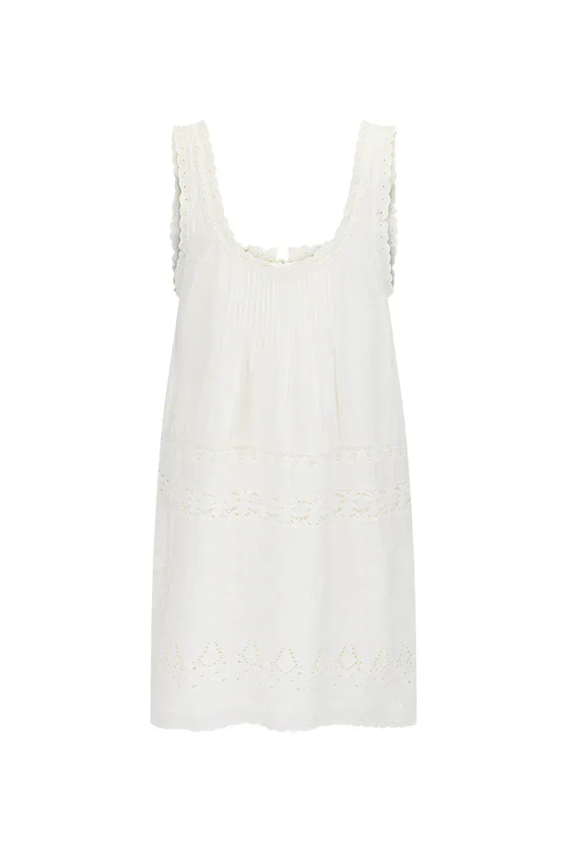 Spell Dresses - Boho Maiden Lace Mini Dress - Antique White