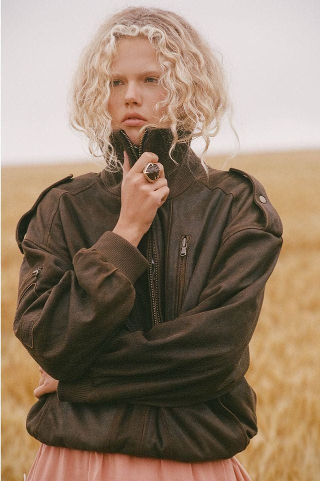 Spell Jackets Fontaine Leather Bomber Jacket - Vintage Brown