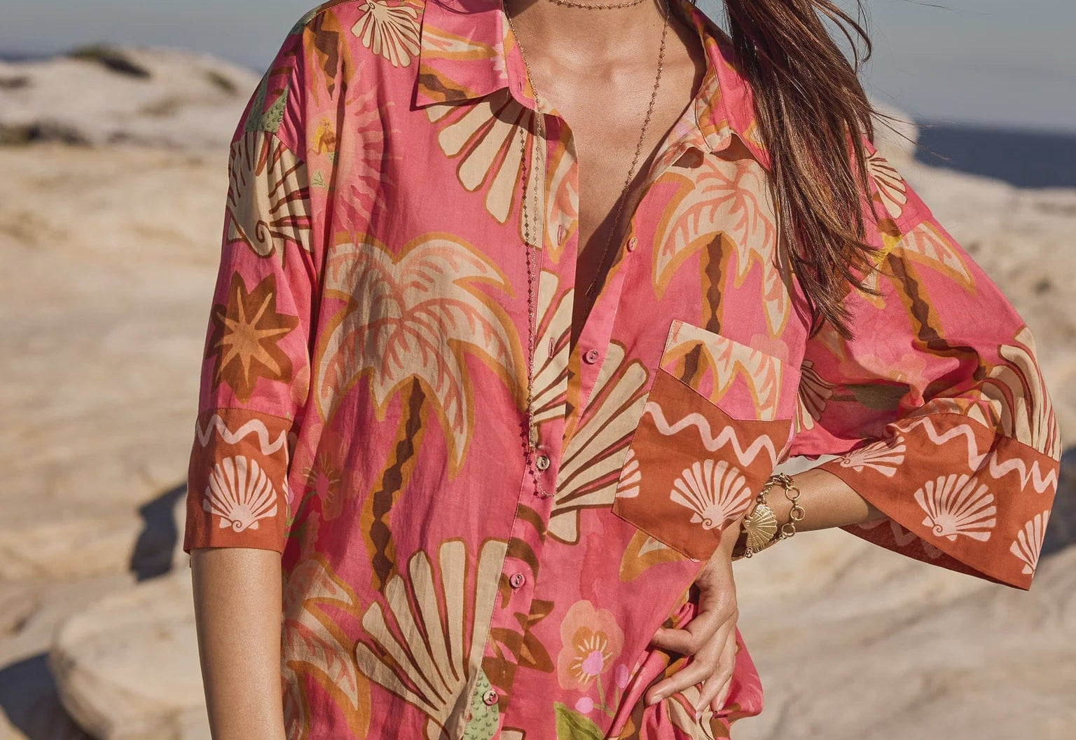 Spell Shirts - Boho Oceana Shirt - Coral