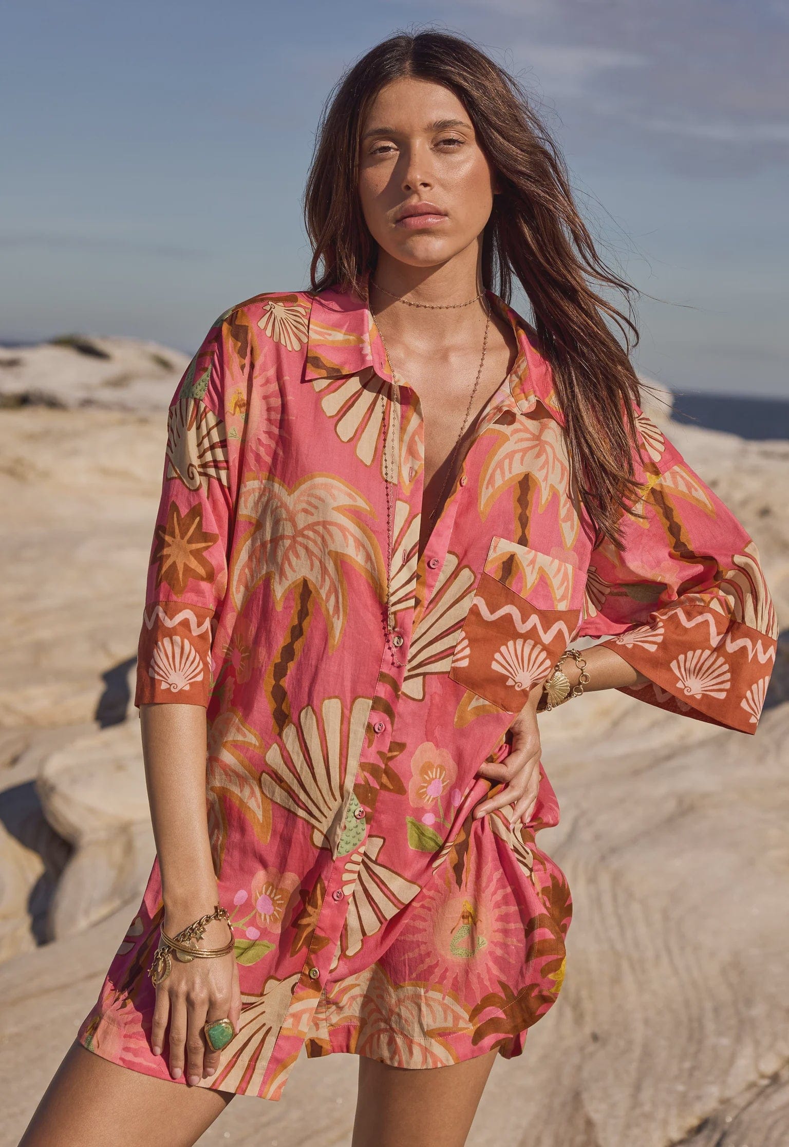 Spell Shirts - Boho Oceana Shirt - Coral