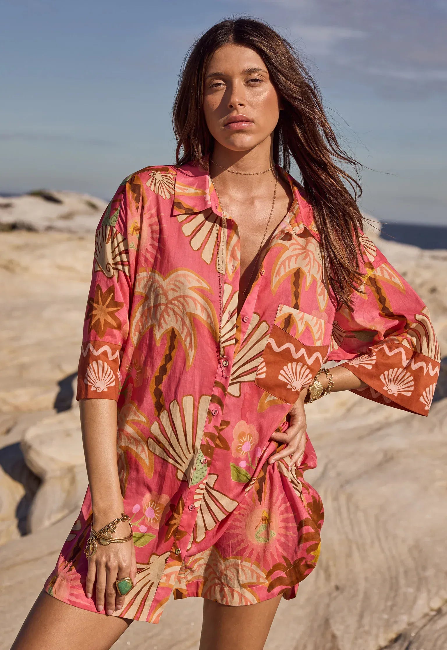 Spell Shirts - Boho Oceana Shirt - Coral