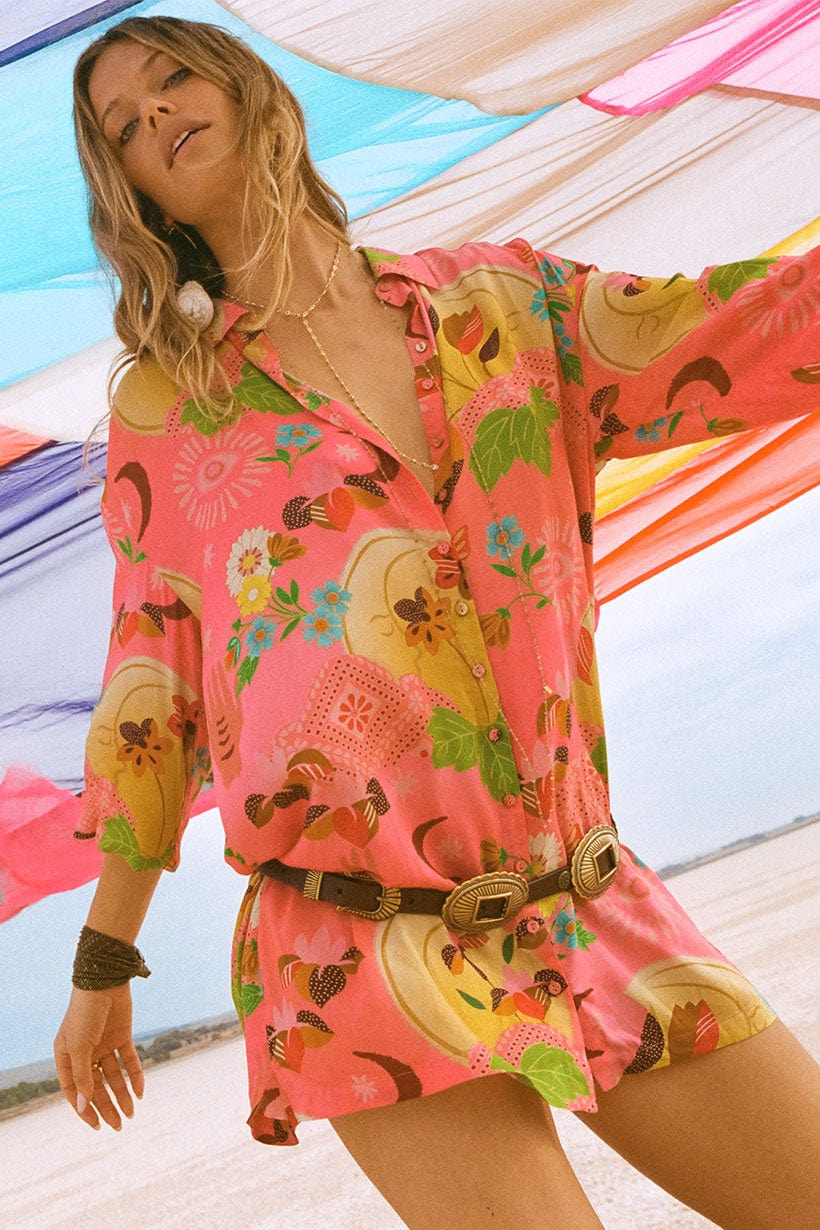 Spell Shirts - Boho Spell | Libertine Shirt Dress - Cayenne