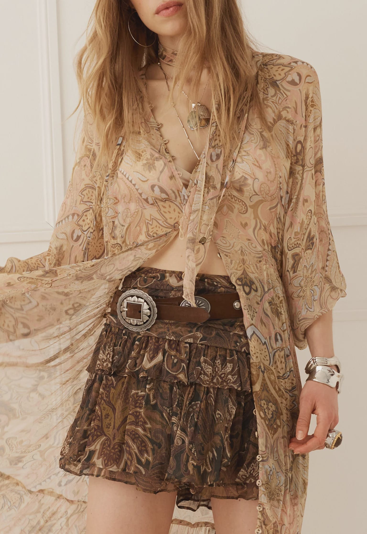 Spell Skirts - Boho Damask Mini Skirt - Walnut