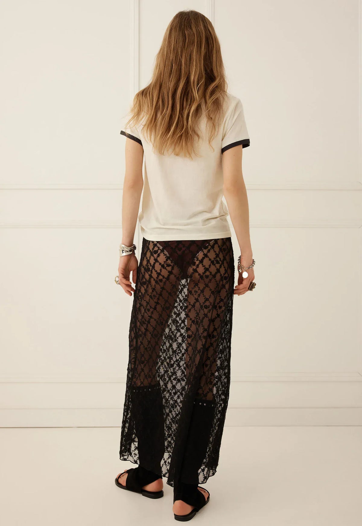 Spell Skirts - Boho Serpent Lace Maxi Skirt - Noir