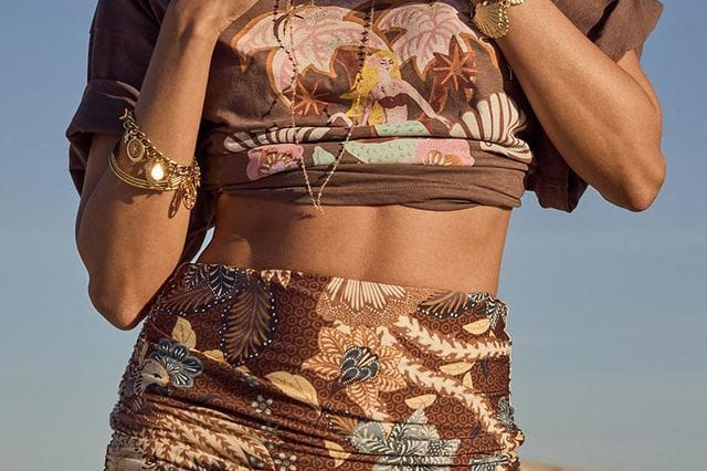 Spell Skirts - Boho Volcano Goddess Mini Skirt - Coconut