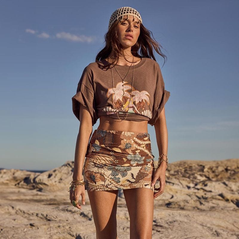Spell Skirts - Boho Volcano Goddess Mini Skirt - Coconut