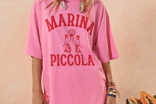 Spell Tees Marina Piccola Oversized Biker Tee - Cosmos Pink