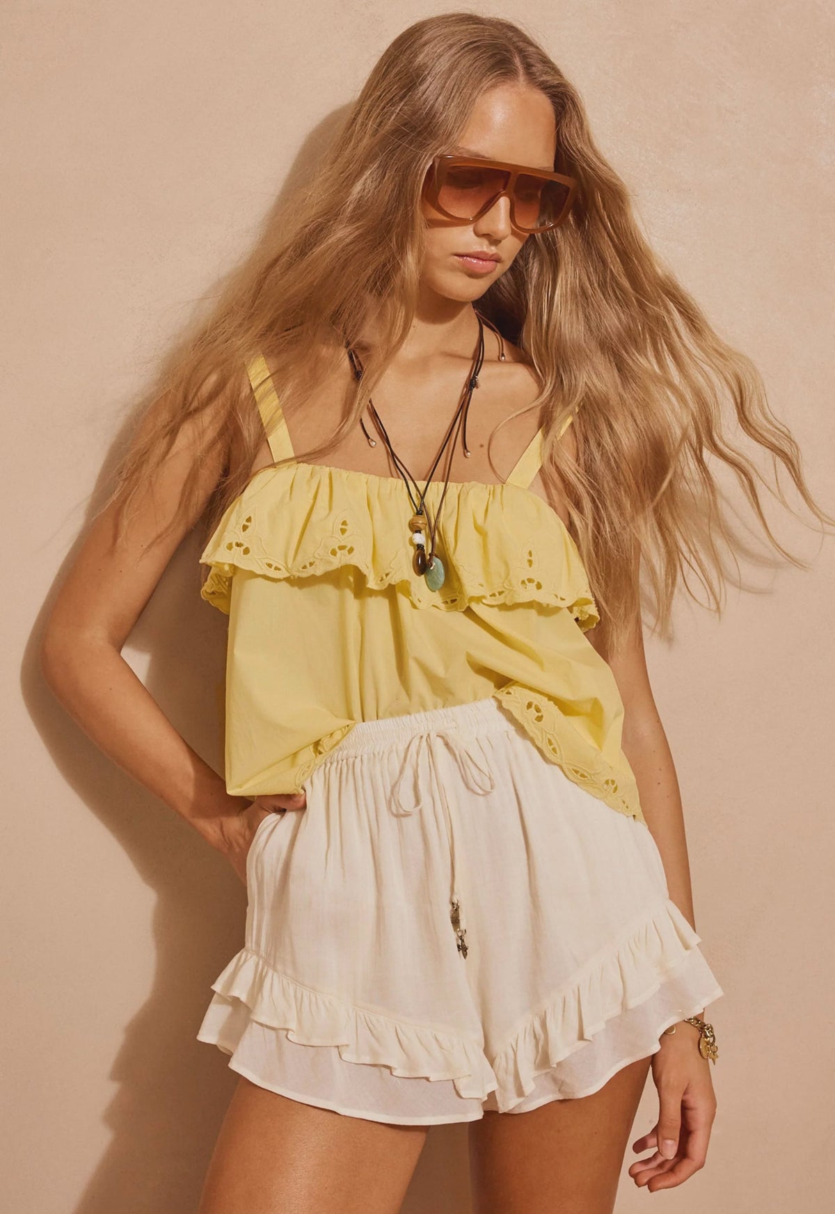 Spell Tops - Boho Fleur De Lis Cami - Citrus Sun
