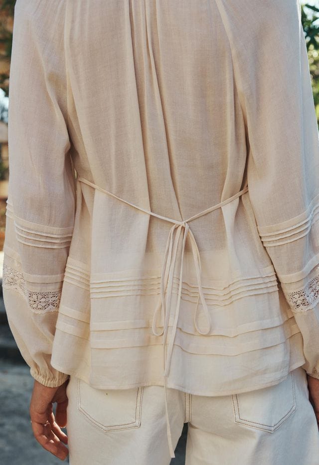 Spell Tops - Boho Hera Lace Blouse - Macadamia