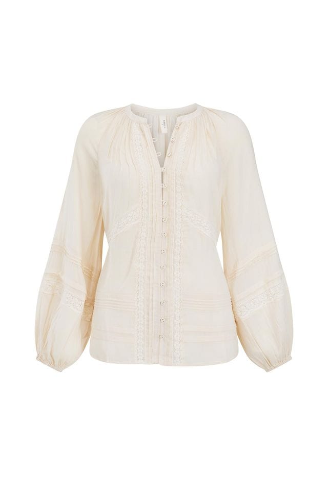 Spell Tops - Boho Hera Lace Blouse - Macadamia