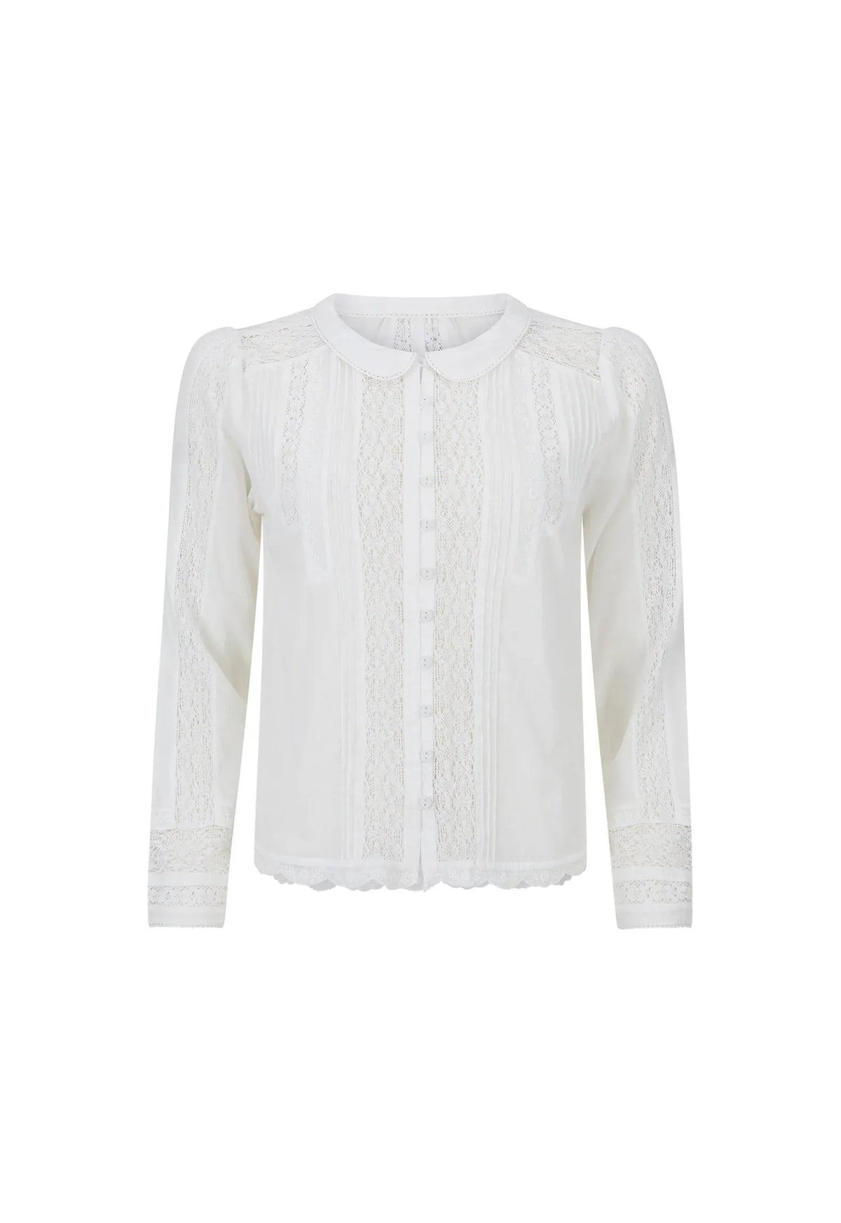 Spell Tops - Boho Prairie Long Sleeve Blouse - Antique White