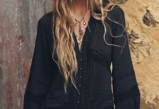 Spell Tops - Long Sleeve Hera Lace Blouse - Vintage Black