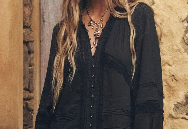 Spell Tops - Long Sleeve Hera Lace Blouse - Vintage Black