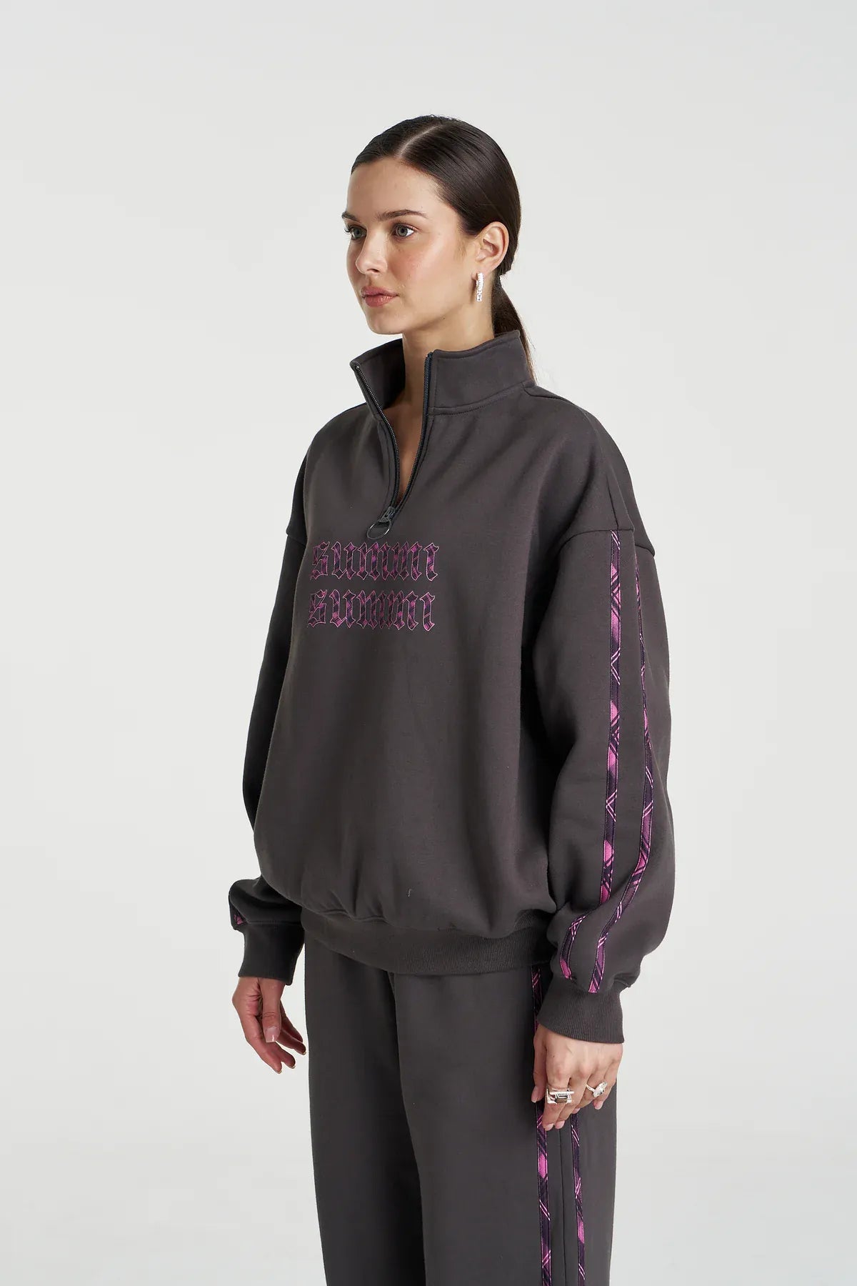 Summi Summi Jumpers Eden Zip Neck Jumper - Shadow