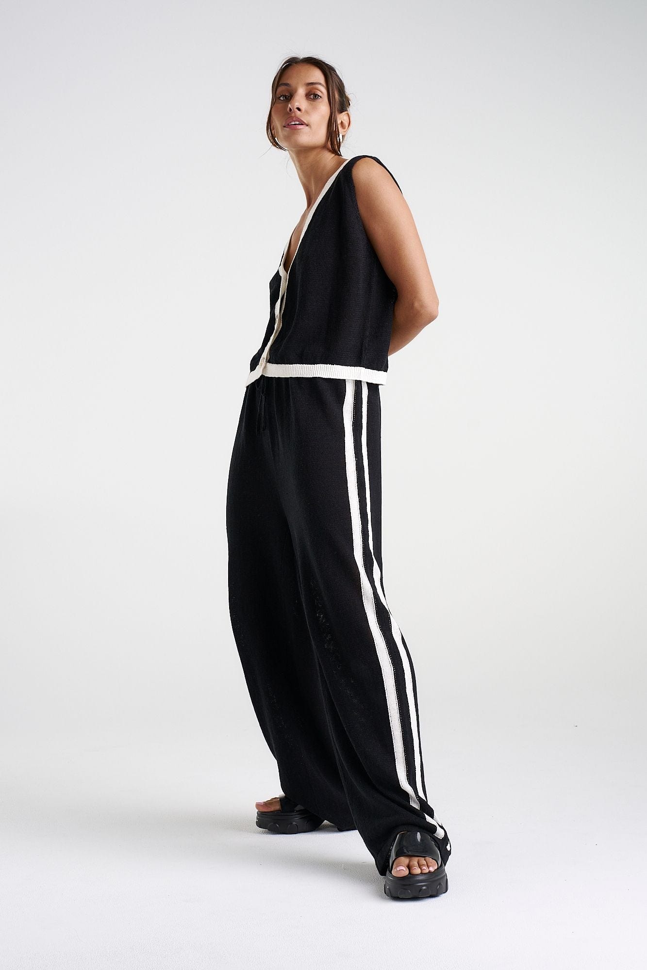 Summi Summi Pants - Casual Summi Summi | Knit Pants - Black/Cream Stripe