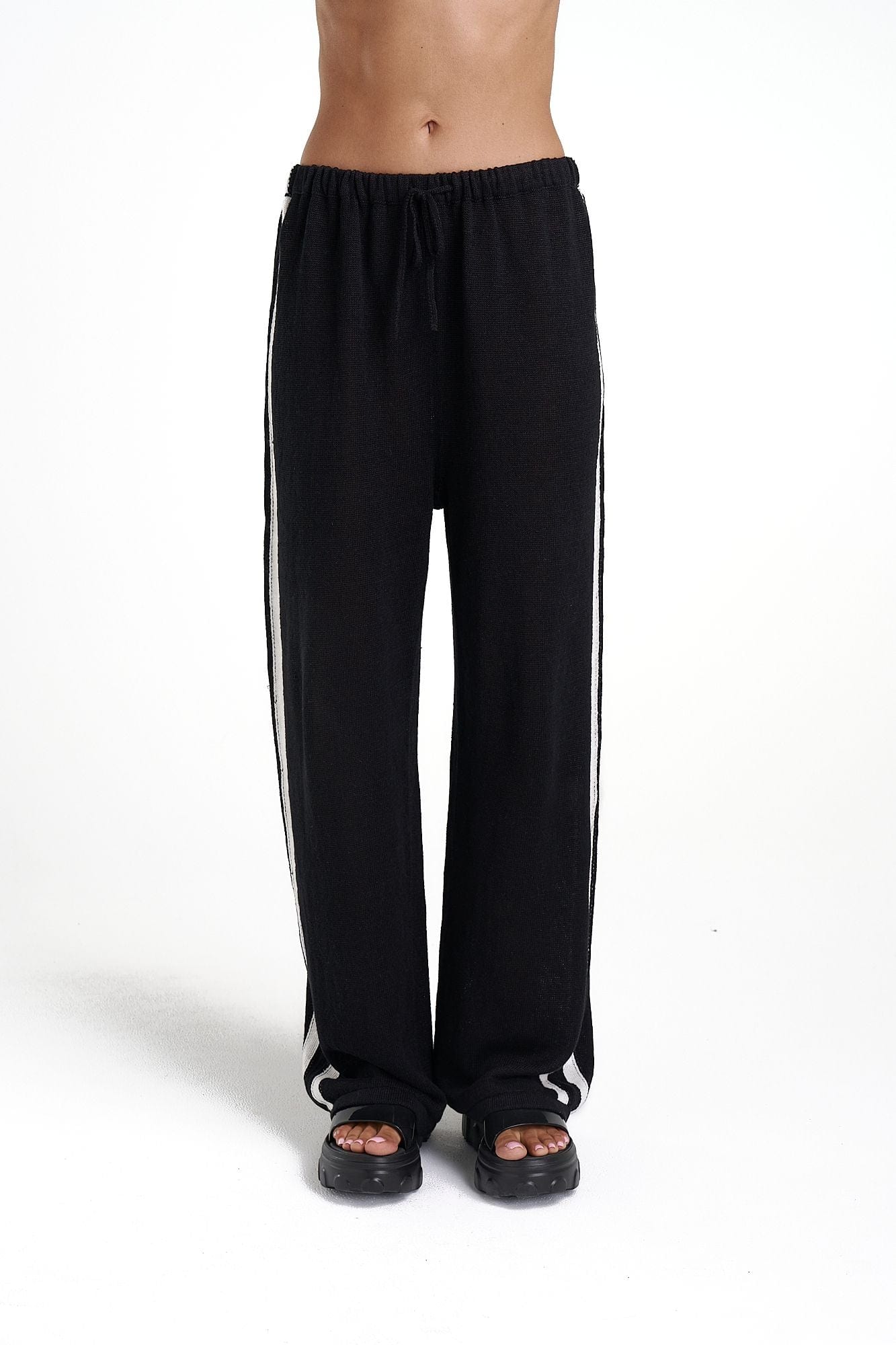 Summi Summi Pants - Casual Summi Summi | Knit Pants - Black/Cream Stripe
