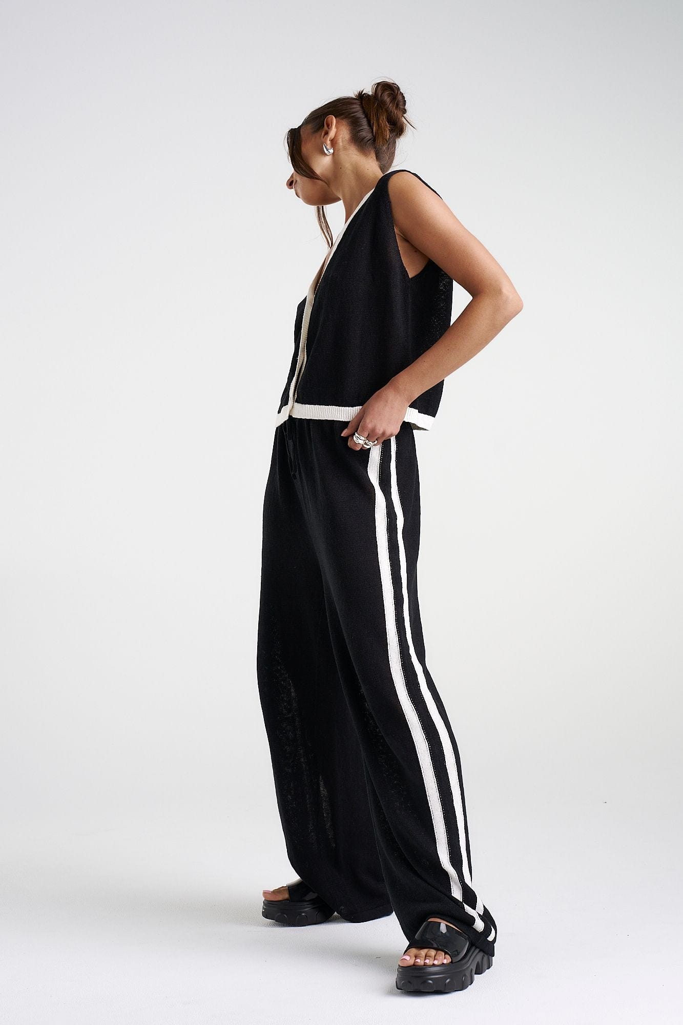 Summi Summi Pants - Casual Summi Summi | Knit Pants - Black/Cream Stripe