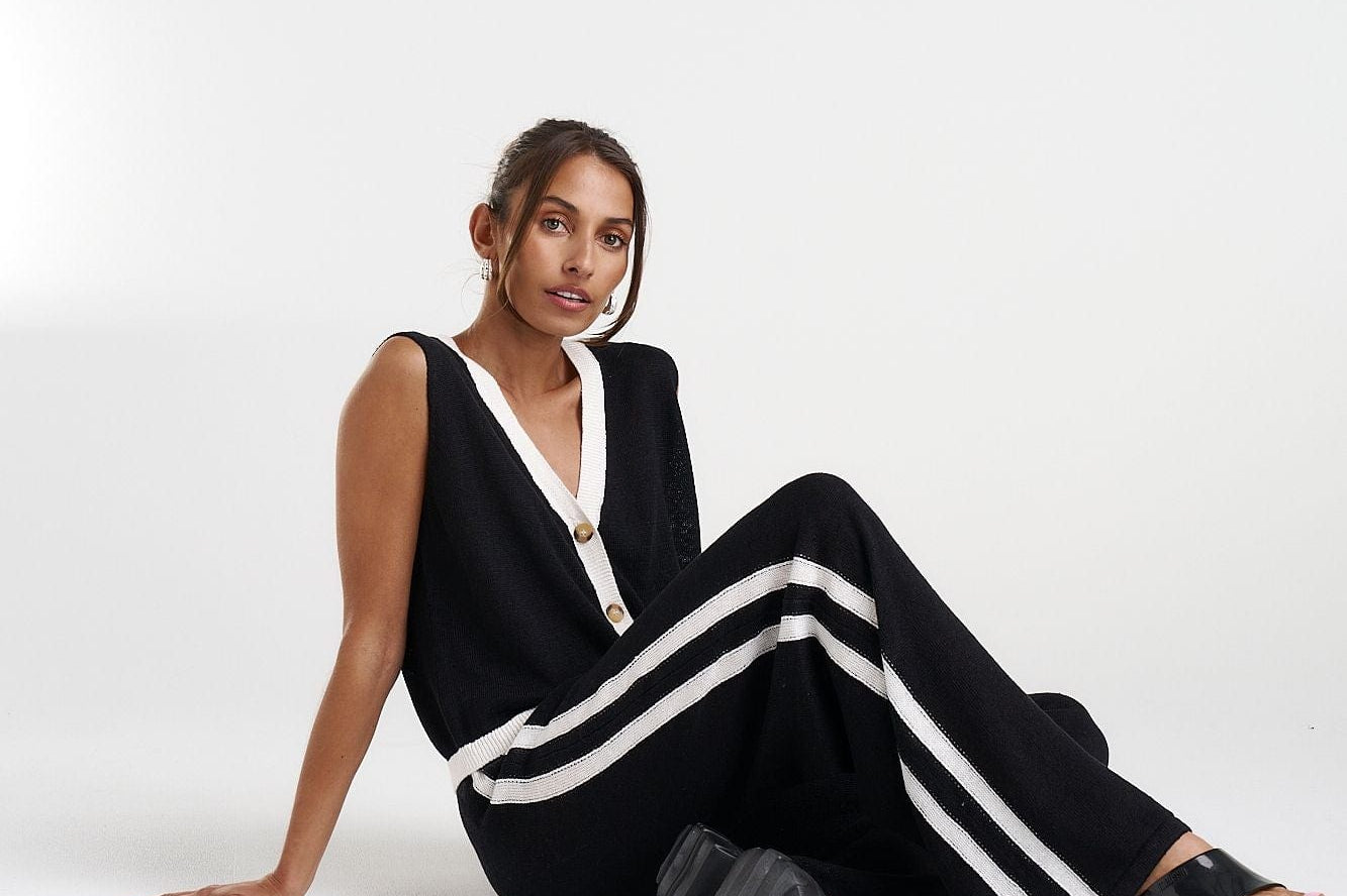 Summi Summi Pants - Casual Summi Summi | Knit Pants - Black/Cream Stripe
